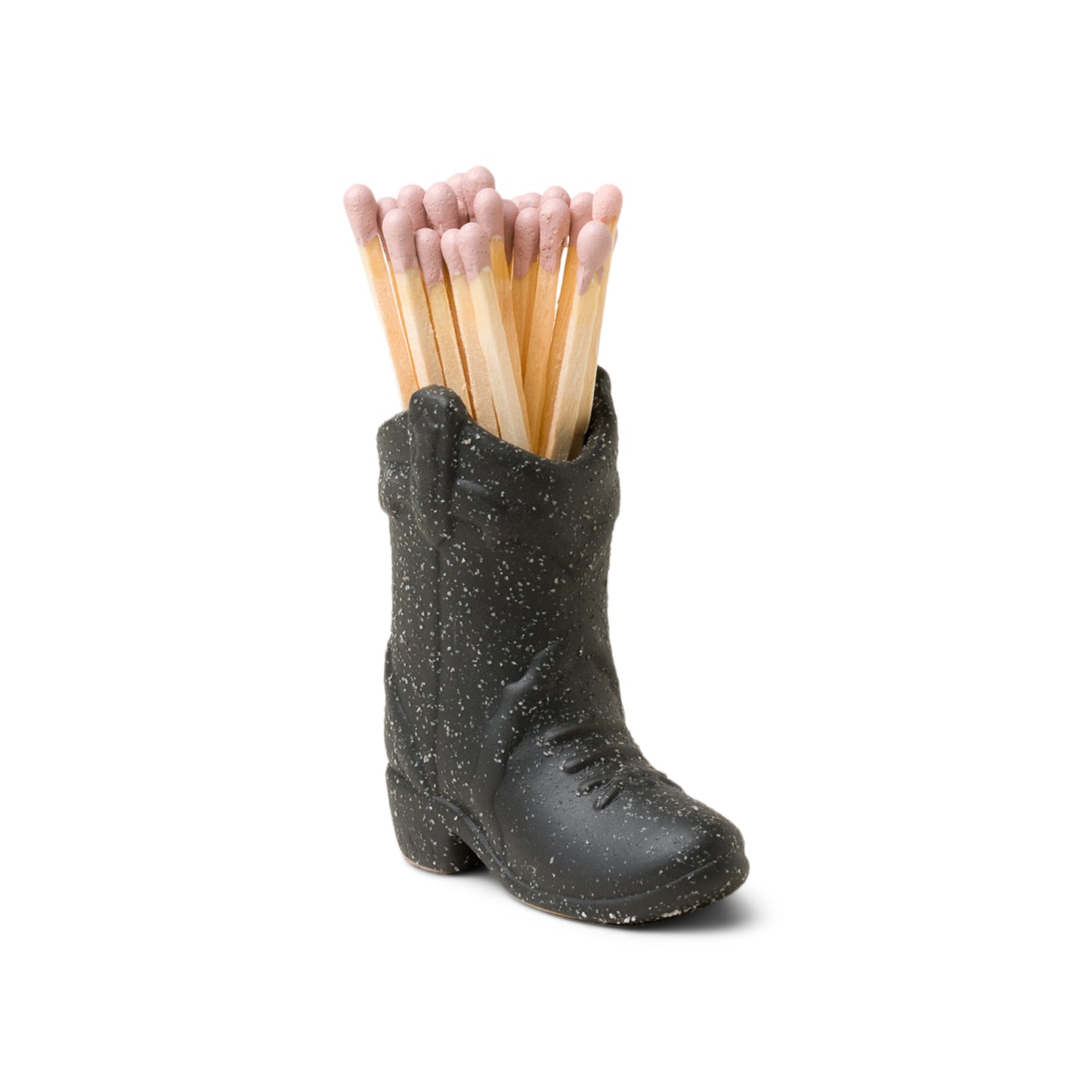 Cowboy Boot Match Holder Black with 25 matches