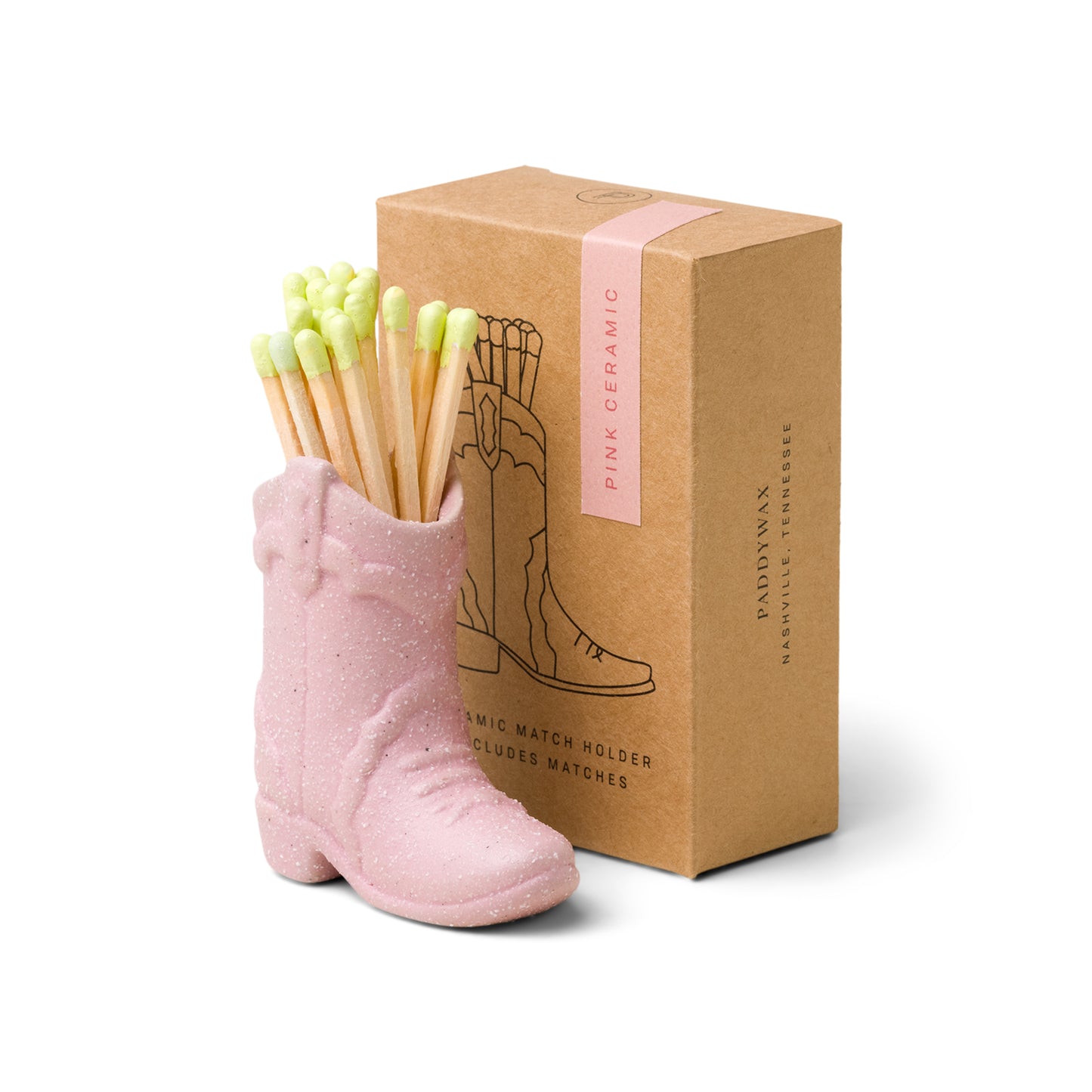 Cowboy Boot Match Holder Pink with 25 matches