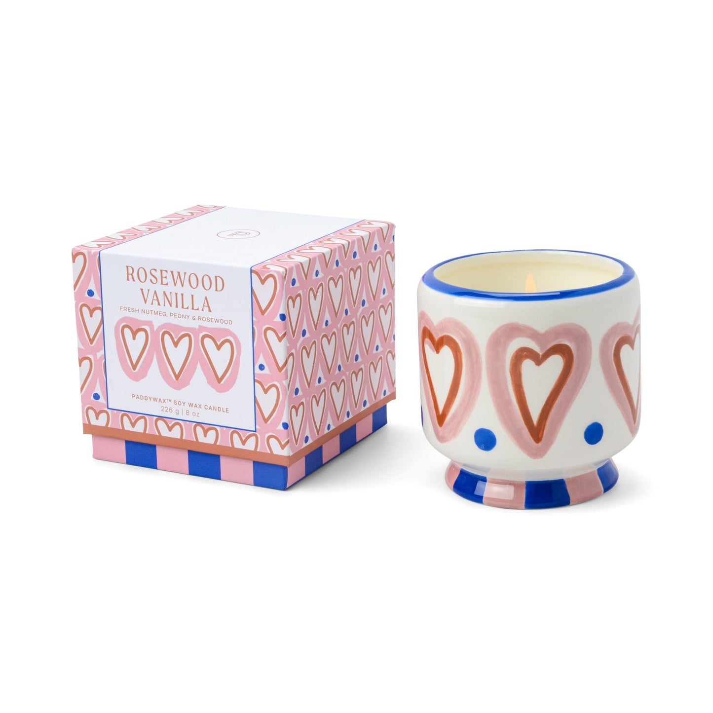 Adopo Hearts Ceramic Candle - Rosewood Vanilla