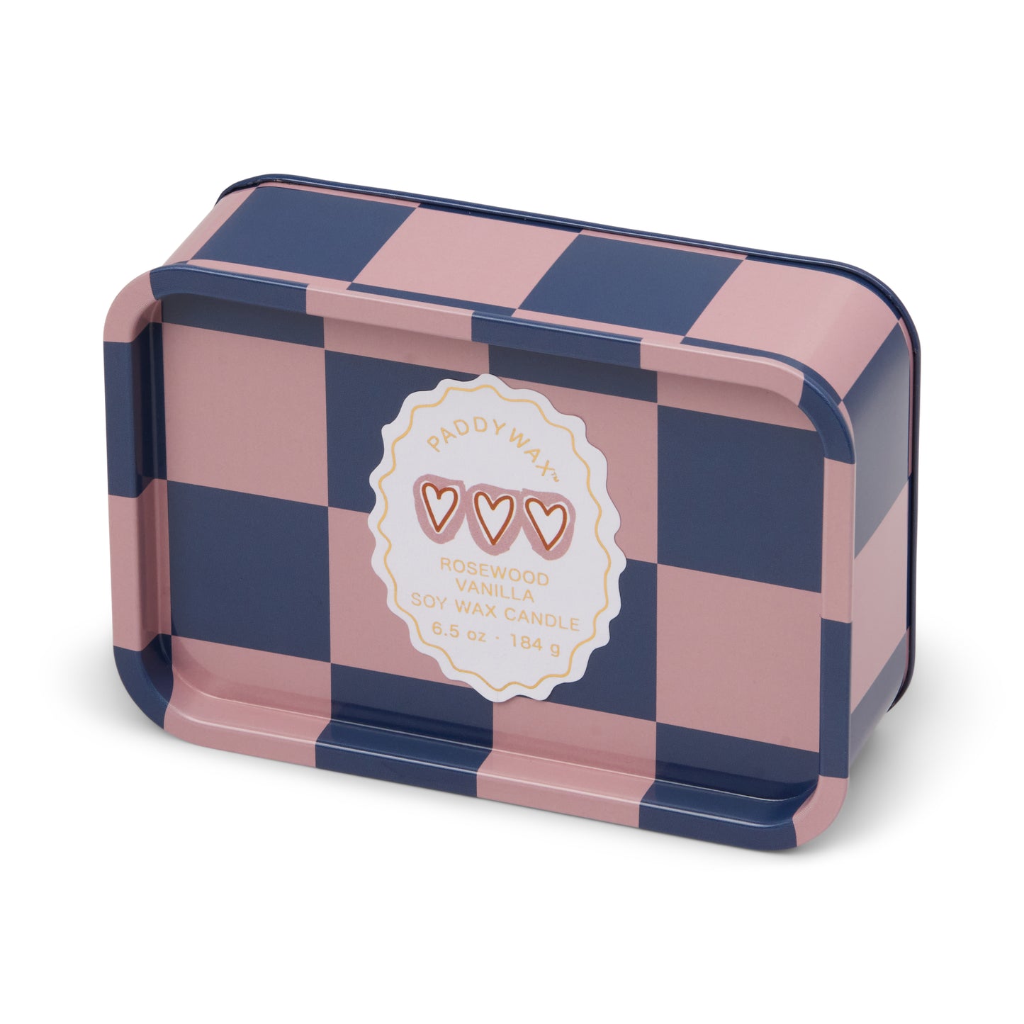 A Dopo Hearts Printed Tin Candle - Rosewood Vanilla