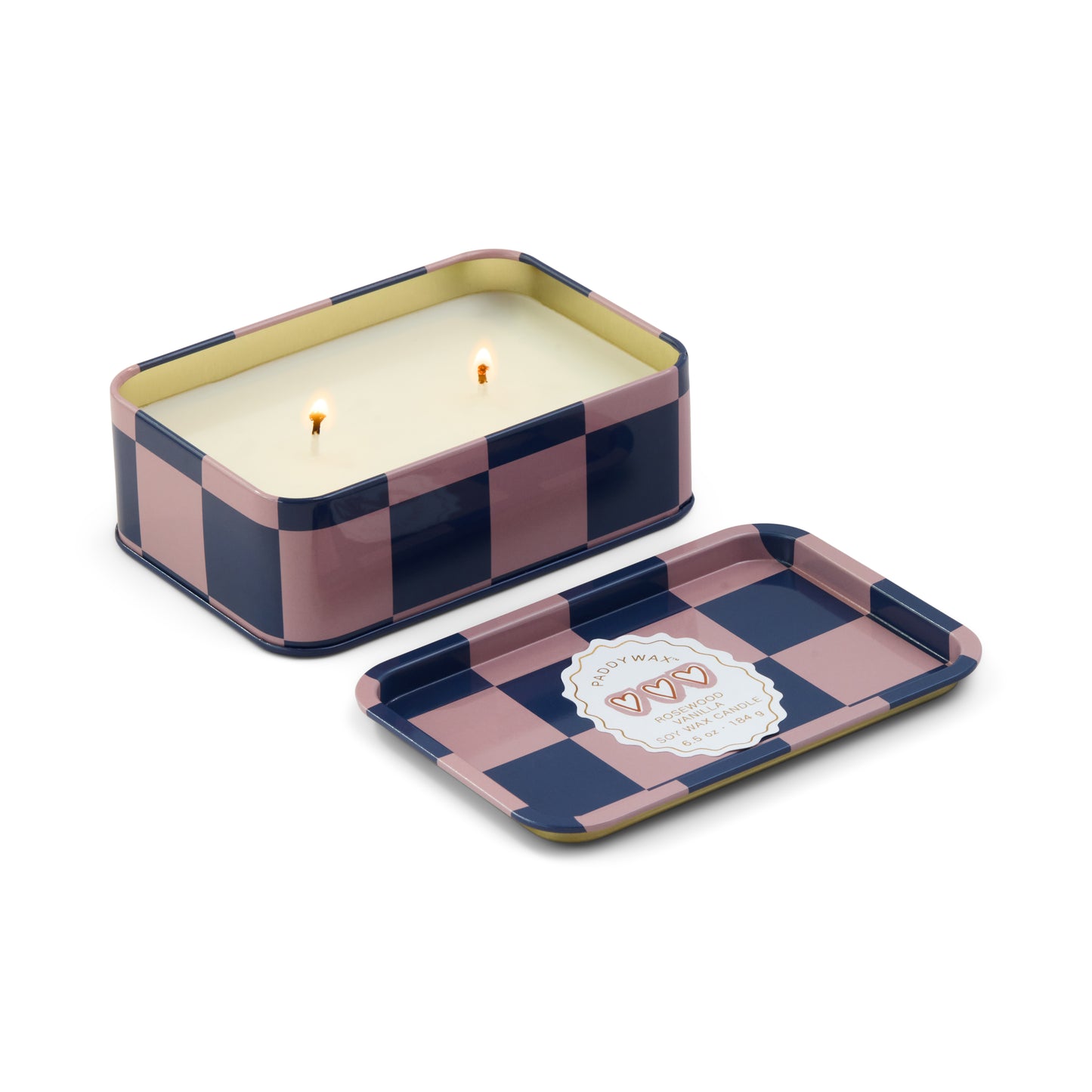 A Dopo Hearts Printed Tin Candle - Rosewood Vanilla