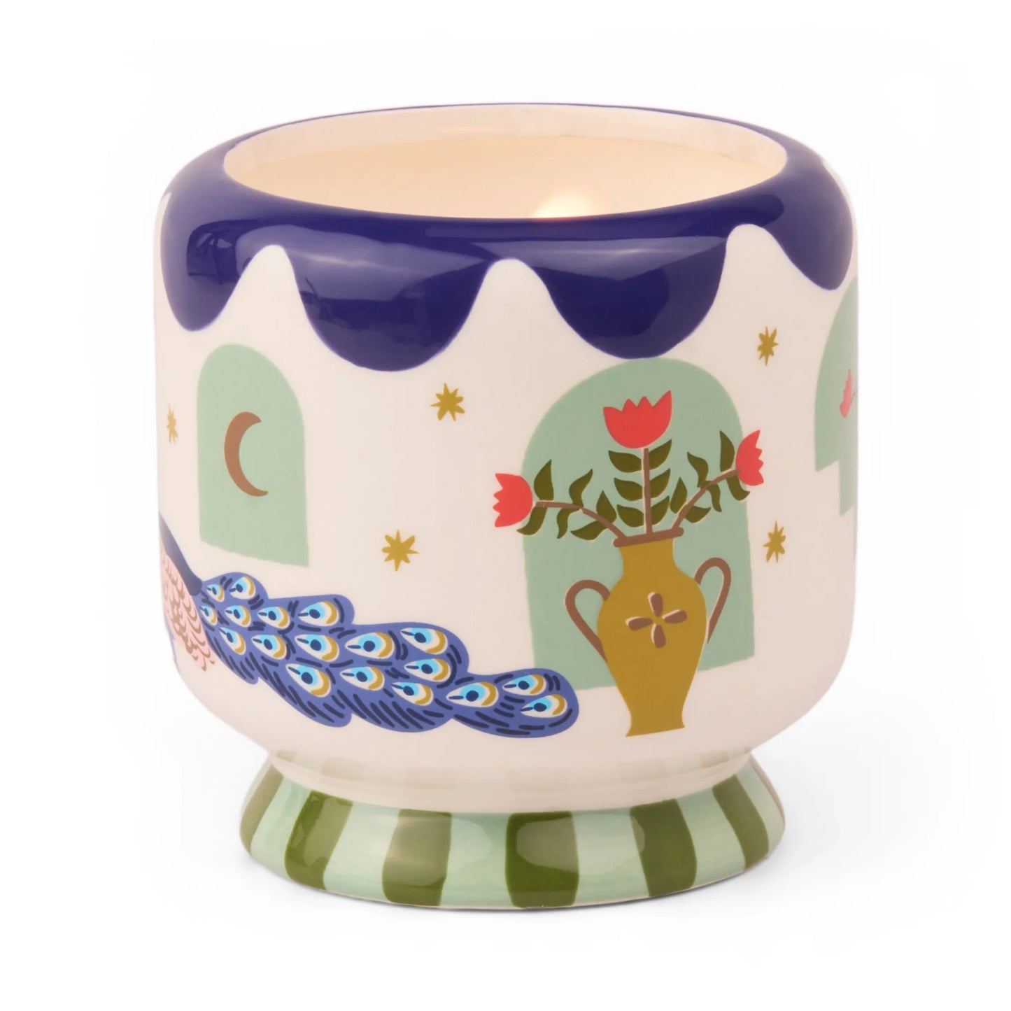 A Dopo "Peacock" Ceramic Candle - Misted Lime