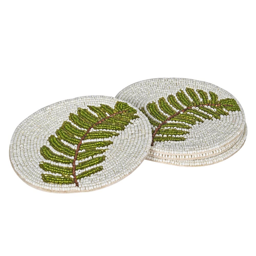 Set of 4 Beaded Leaf Coasters