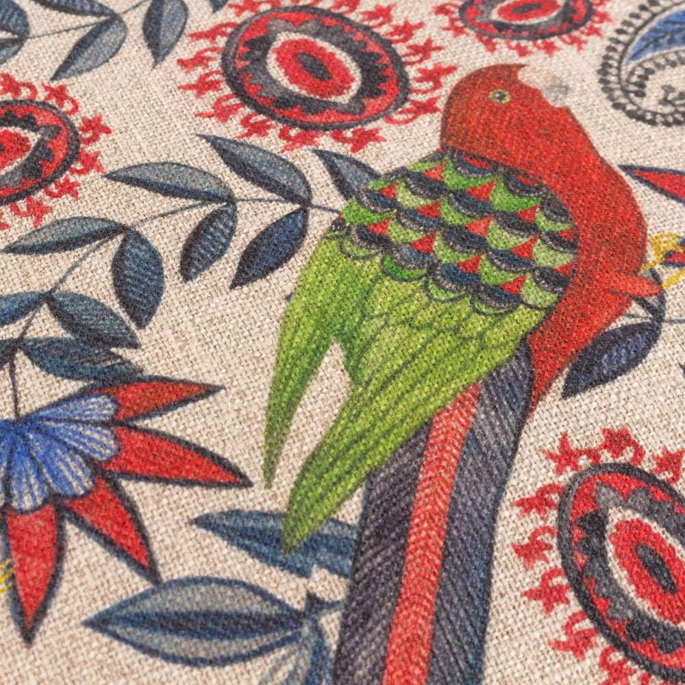 Akamba Mirrored Parrots Cushion - Navy/Red