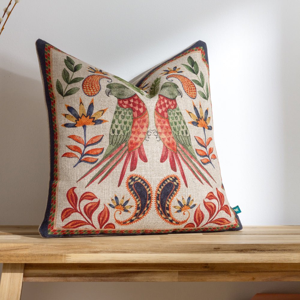 Akamba Parrot Duo Cushion - Cinnabar Red