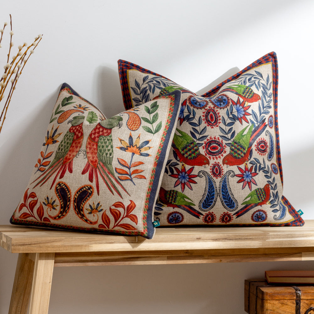 Akamba Parrot Duo Cushion - Cinnabar Red
