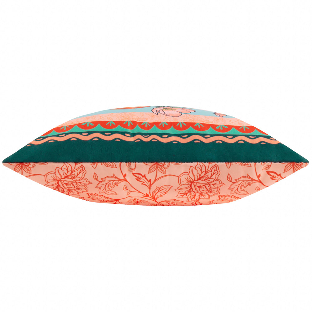 Anemone Peaches Printed Outdoor Cushion - Multicolour