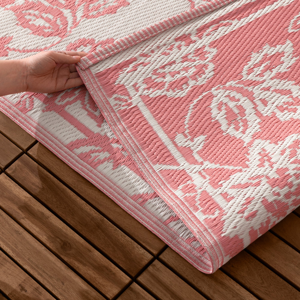 Anemone Woven Jacquard Outdoor Rug - Peach