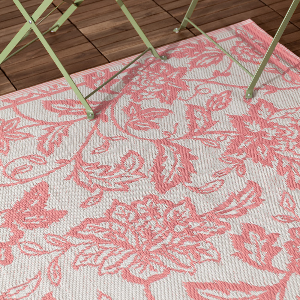 Anemone Woven Jacquard Outdoor Rug - Peach
