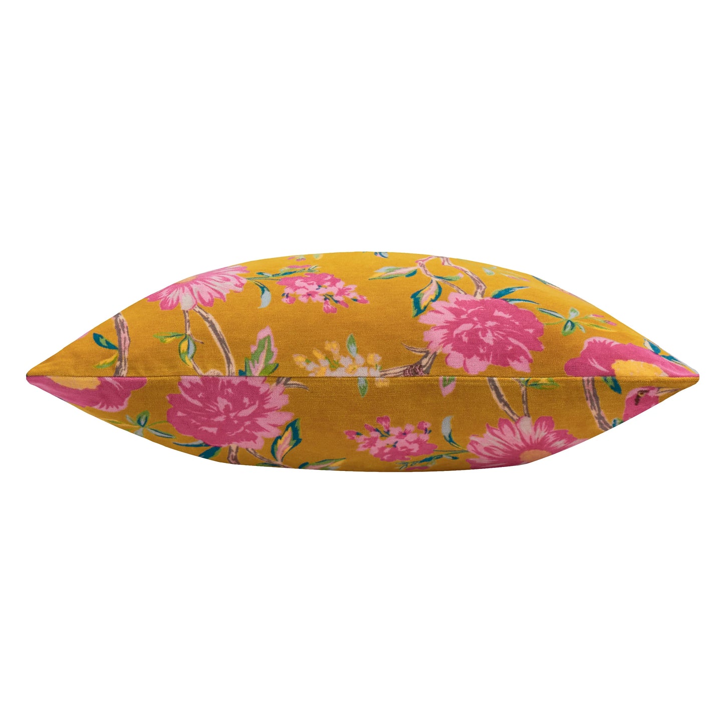 Aviary Velvet Cushion - Mustard