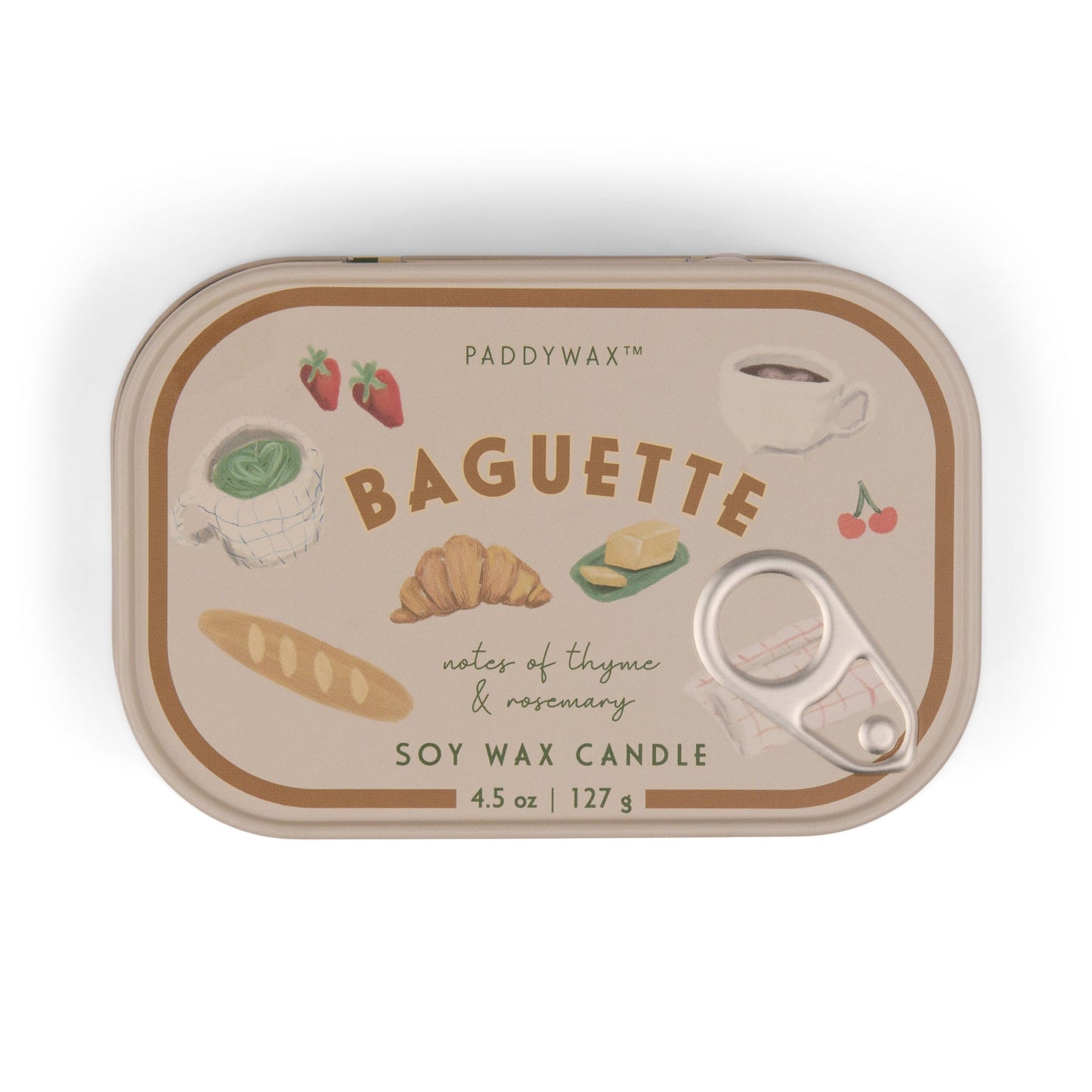 Rosemary & Thyme French Baguette Embossed Bistro Printed Tin Candle