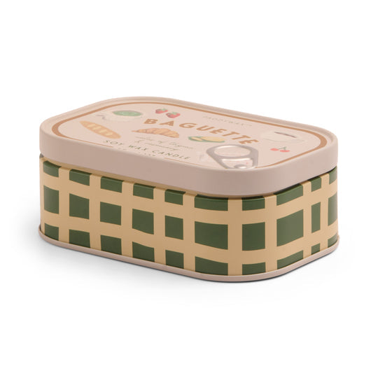 Rosemary & Thyme French Baguette Embossed Bistro Printed Tin Candle