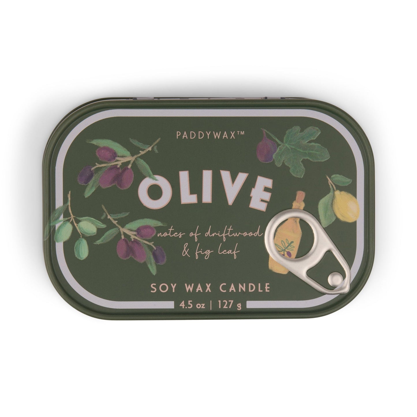 Fig Olive Embossed Bistro Printed Tin Candle
