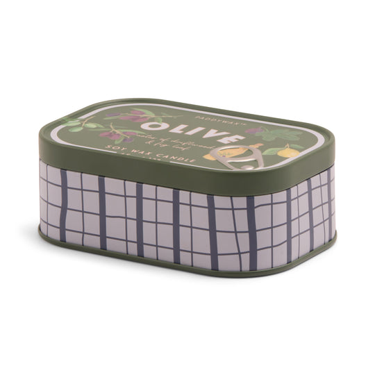 Fig Olive Embossed Bistro Printed Tin Candle