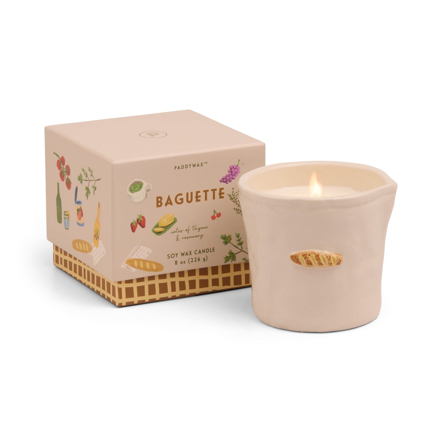 Bistro French Baguette Embossed Ceramic Boxed Candle - Rosemary & Thyme