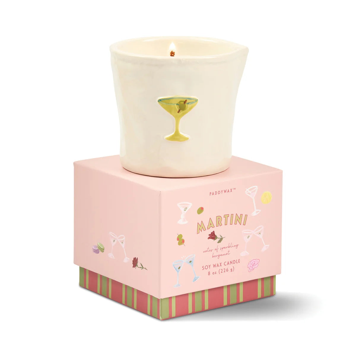 Bistro Martini Embossed Ceramic Candle - Lemon & Violet