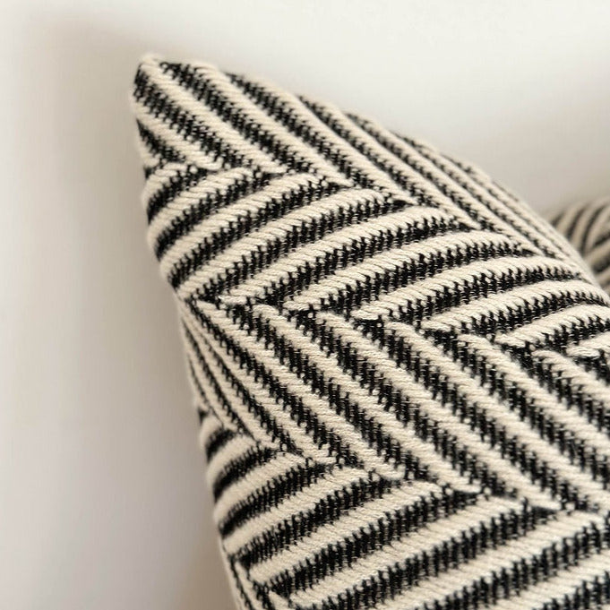 Black and Cream Chevron Print Cushion