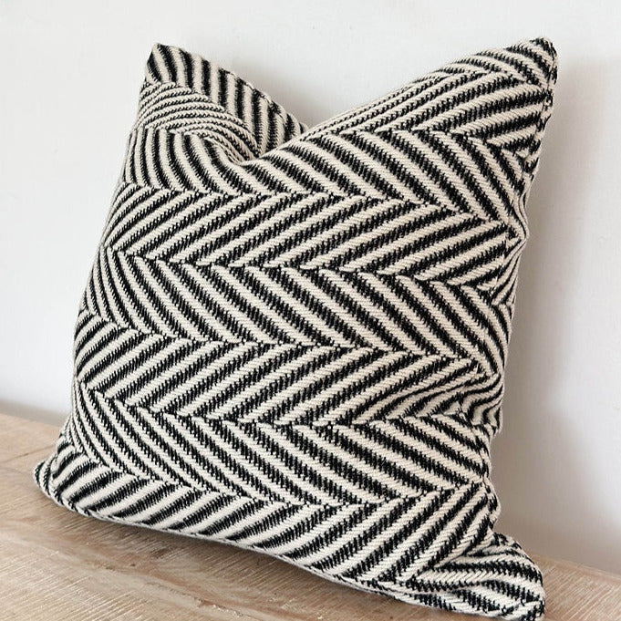 Black and Cream Chevron Print Cushion