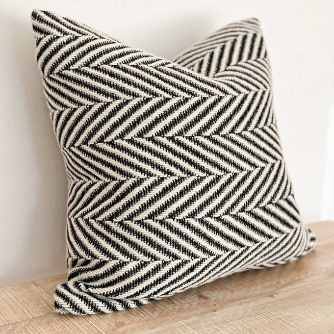 Black and Cream Chevron Print Cushion