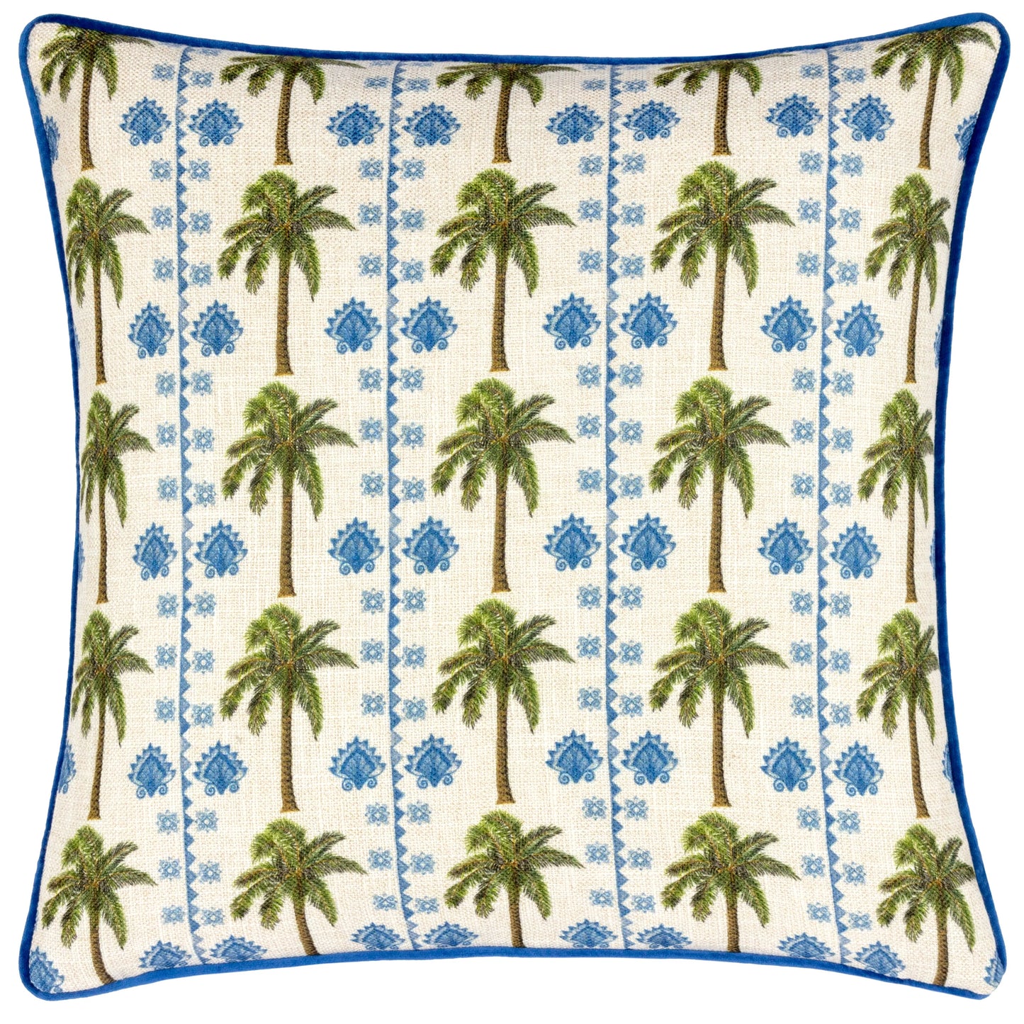 Blue & Green Palm Tropical Jungle Cushion