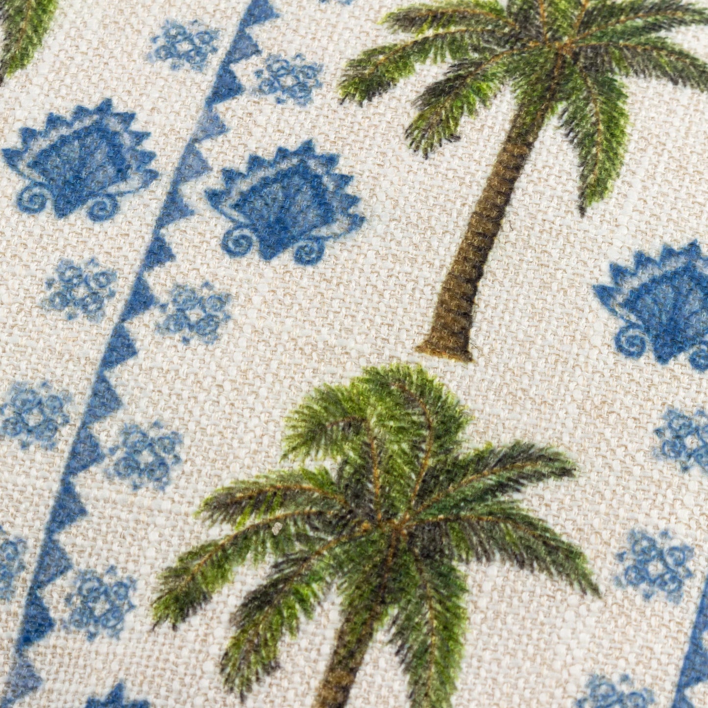 Blue & Green Palm Tropical Jungle Cushion