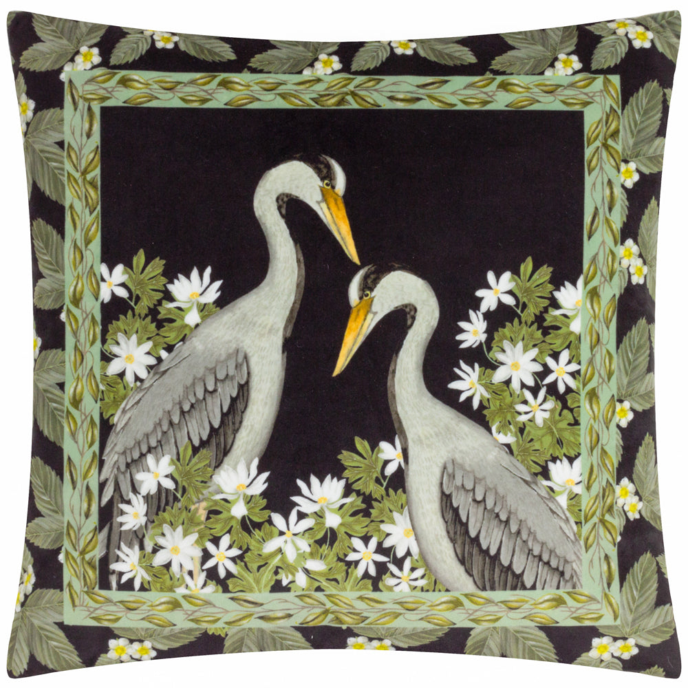 Braywick Wilbur Cranes Printed Velvet Cushion Cranes