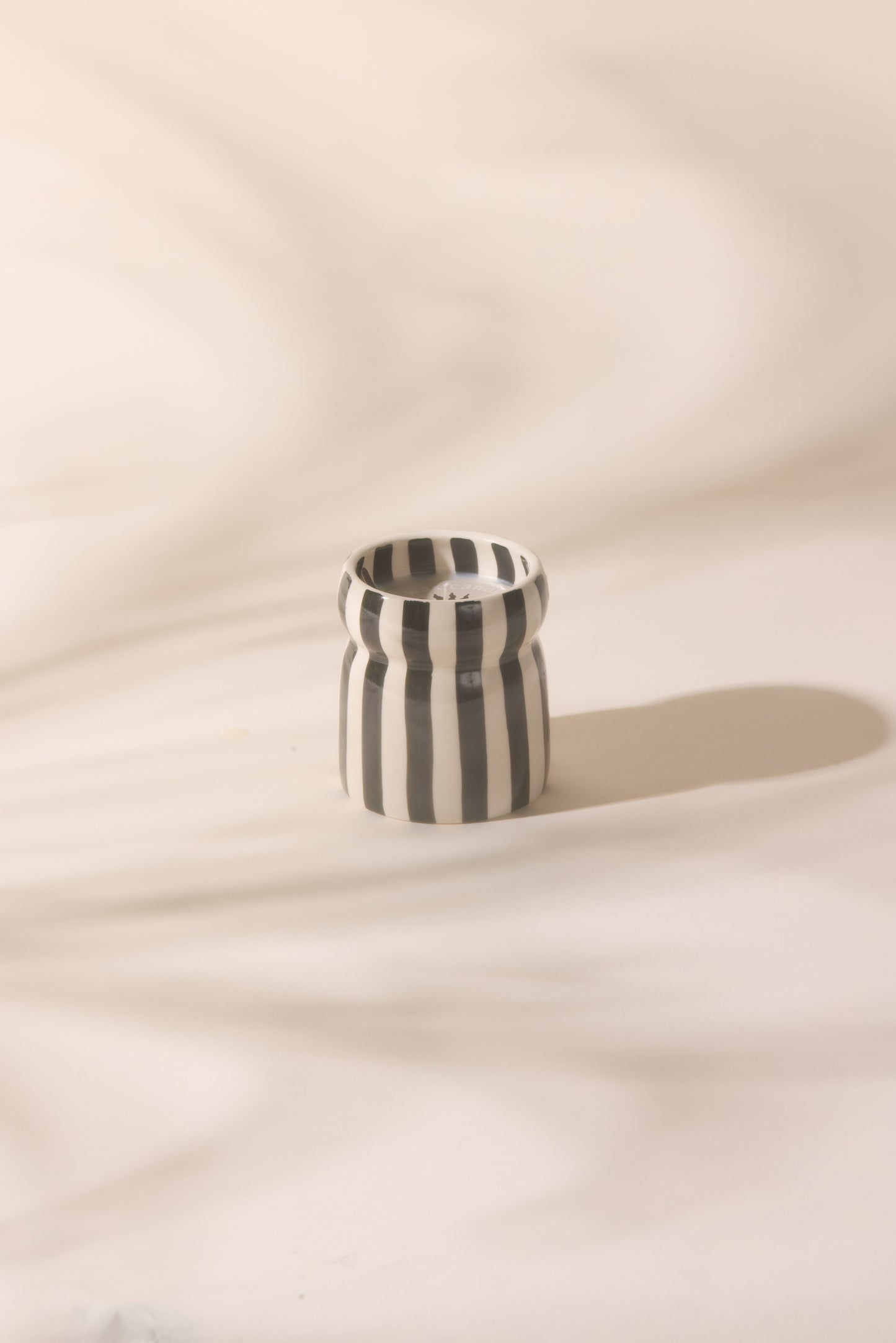 Cabana Black Striped Ceramic Boxed Candle - Lava Stone