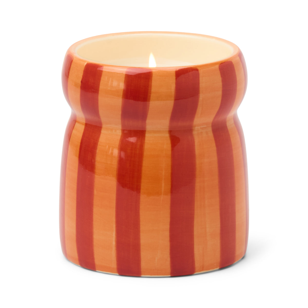 Cabana Red & Coral Striped Ceramic Candle – Spiced Apple