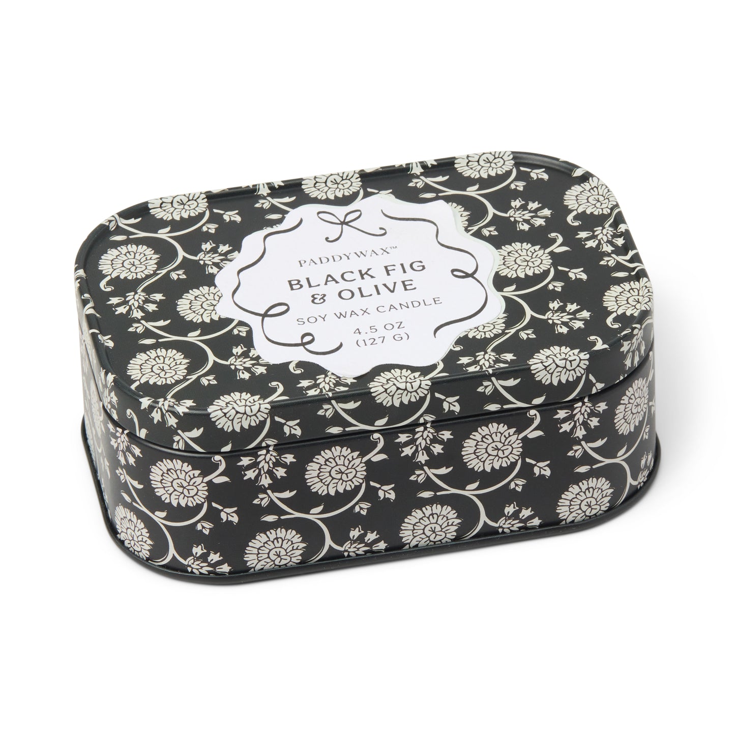 Cherie Printed Tin Candle - Black & Grey - Black Fig & Olive