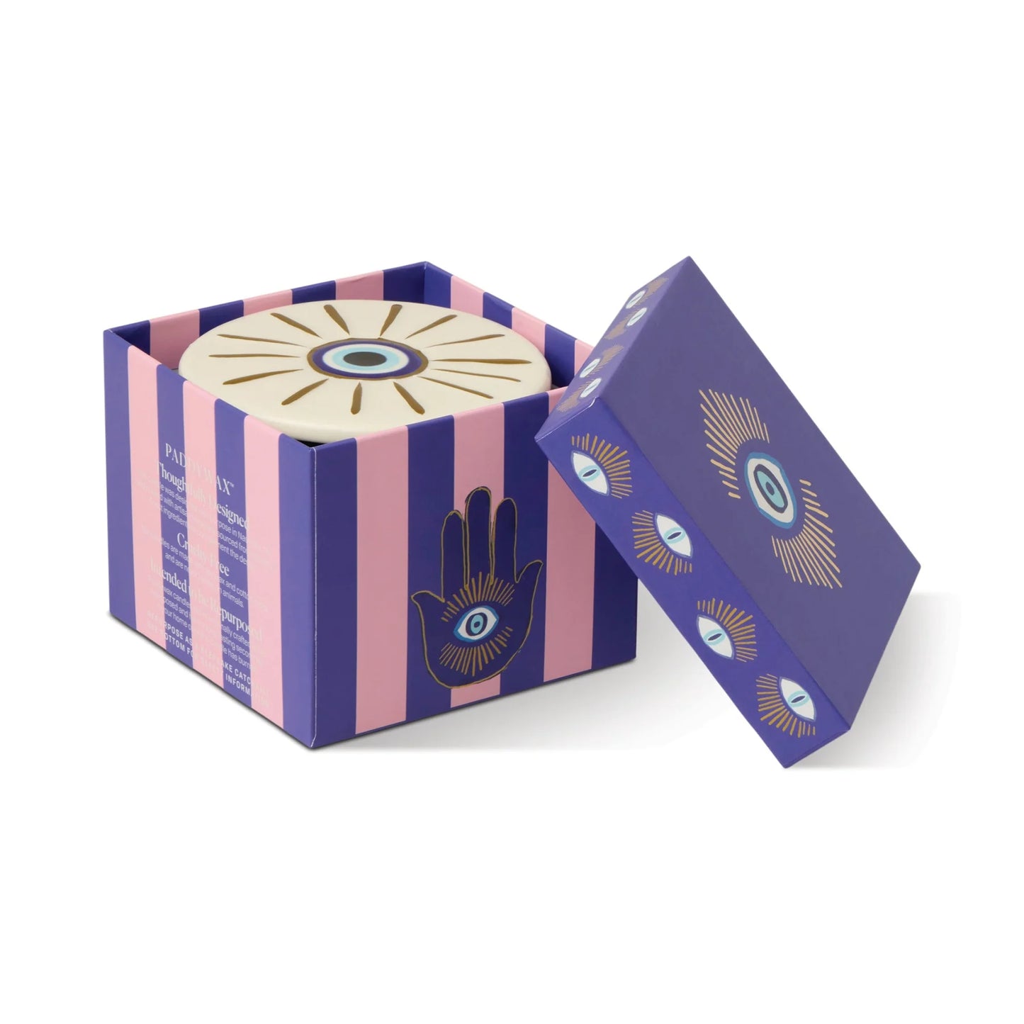 Charmed Blue Glass Candle with Evil Eye Ceramic - Incense & Smoke