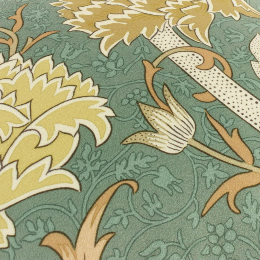 Morris & Co. Cray Tasselled Velvet Cushion - Sage/Sunflower