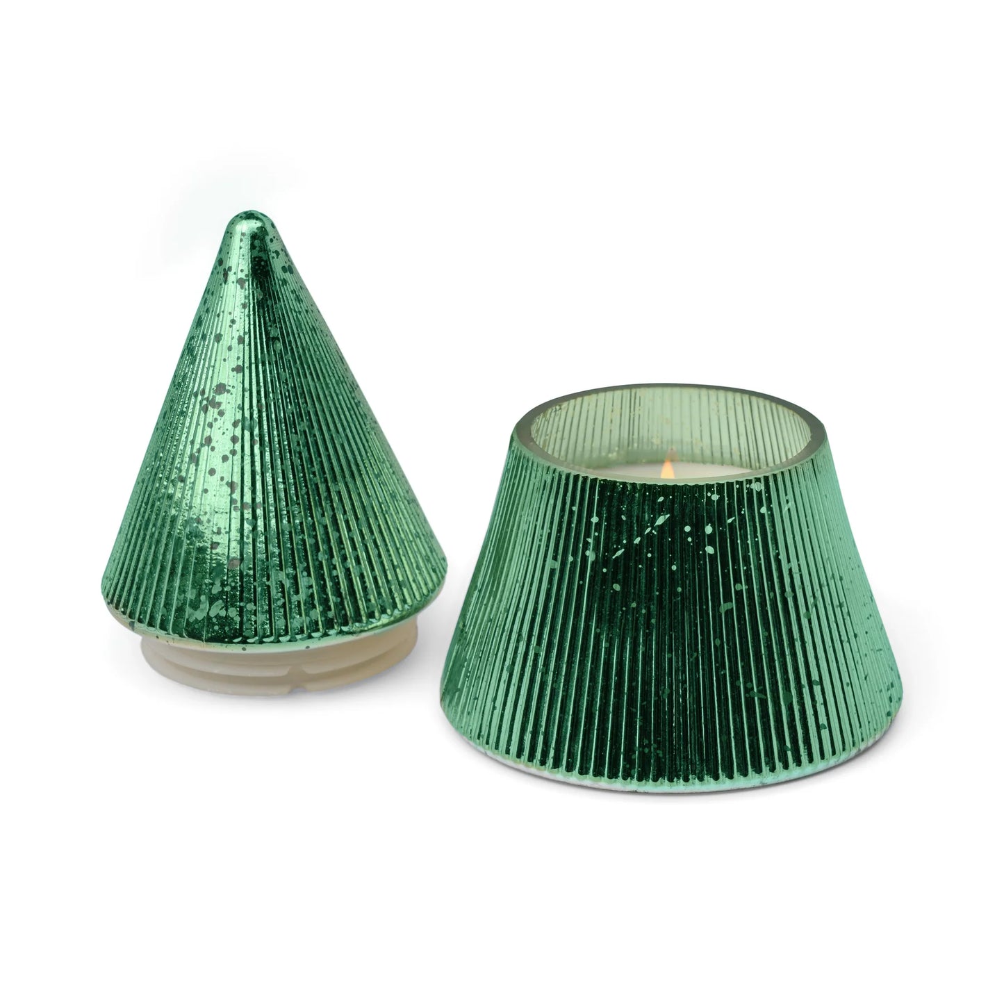 Green Stacked Tree Candle - Cypress & Fir
