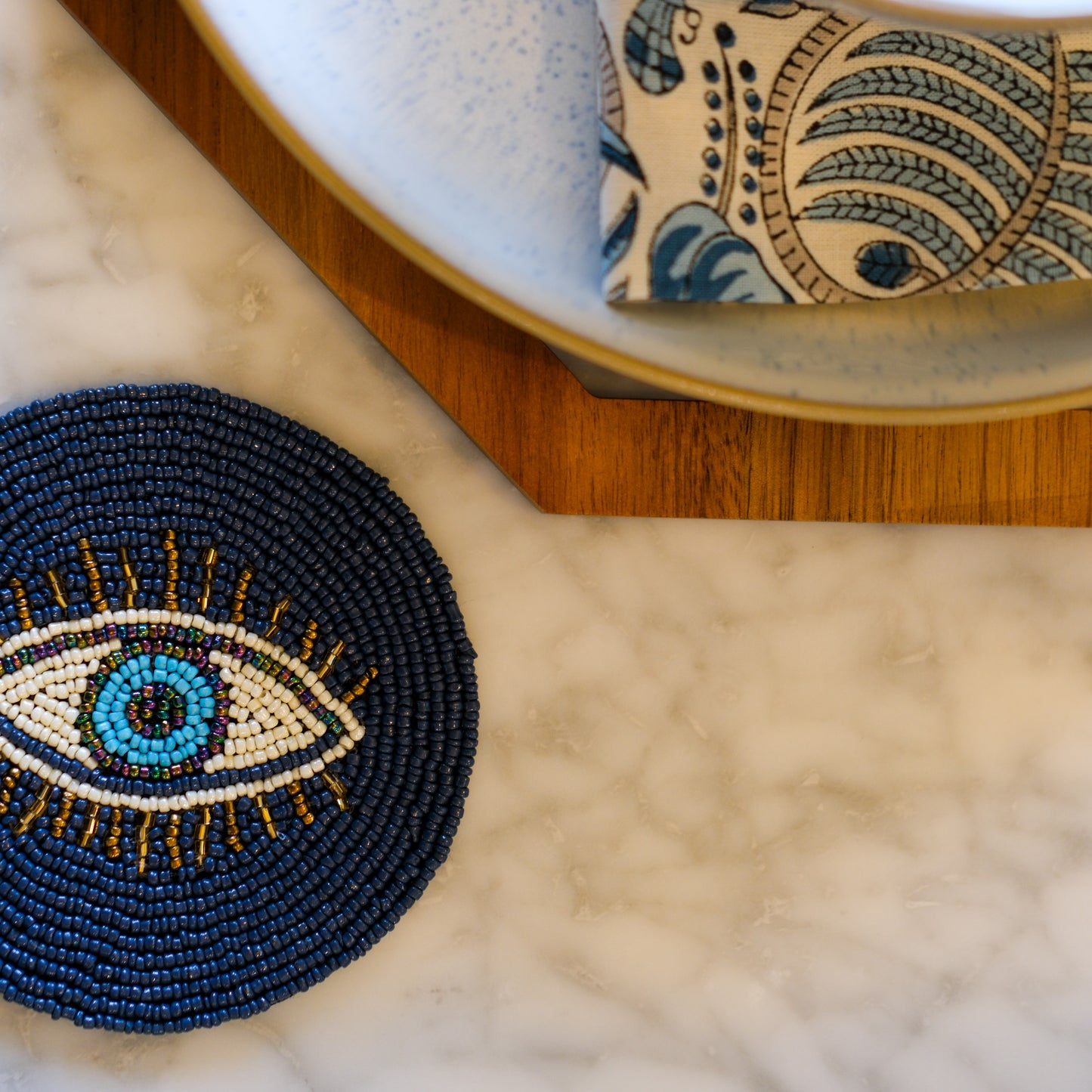 Set of 4 Blue Evil Eye Coasters