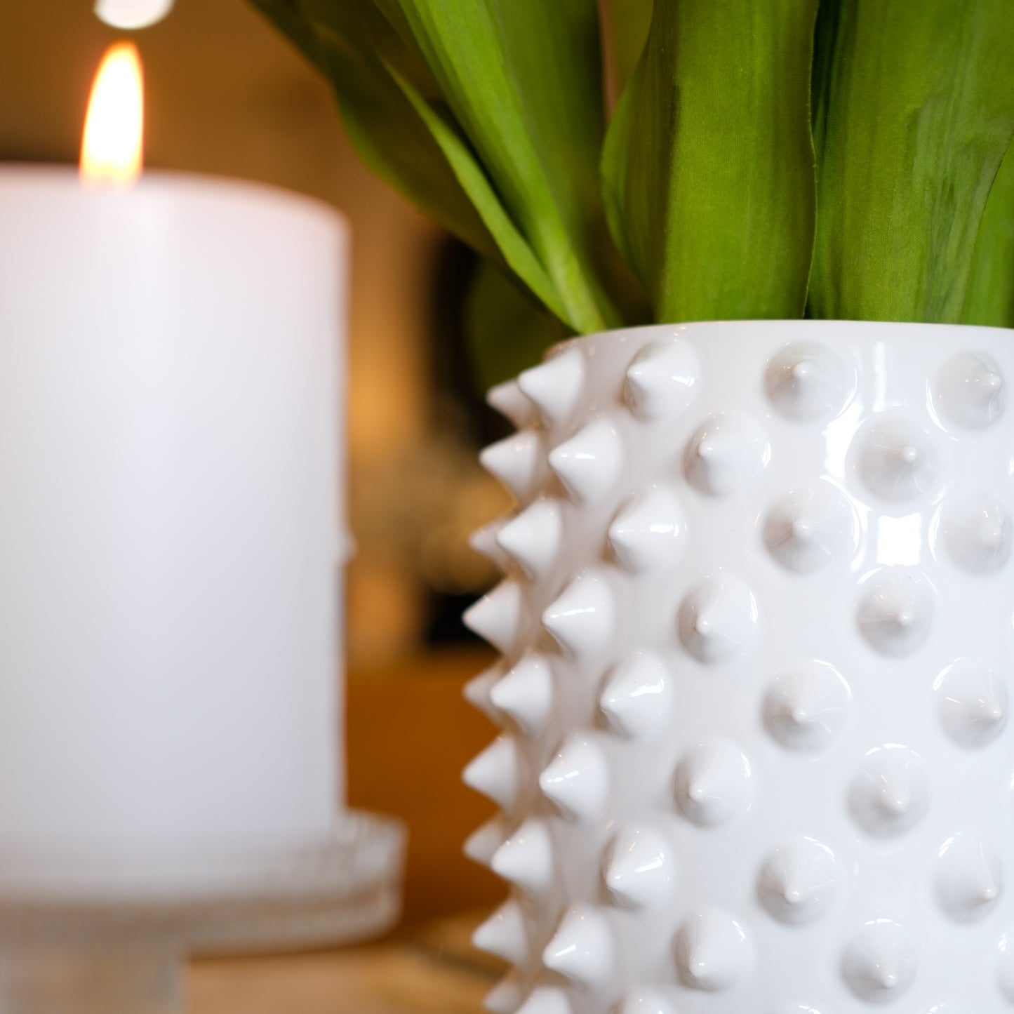White Ceramic Spike Vase