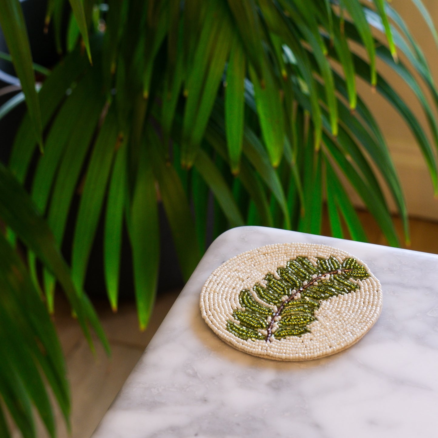 Set of 4 Beaded Leaf Coasters
