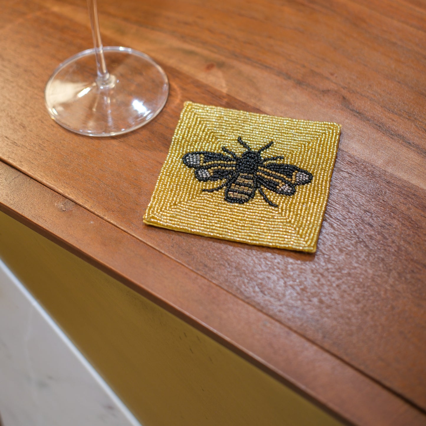 Set of 4 Beaded Bee Coasters