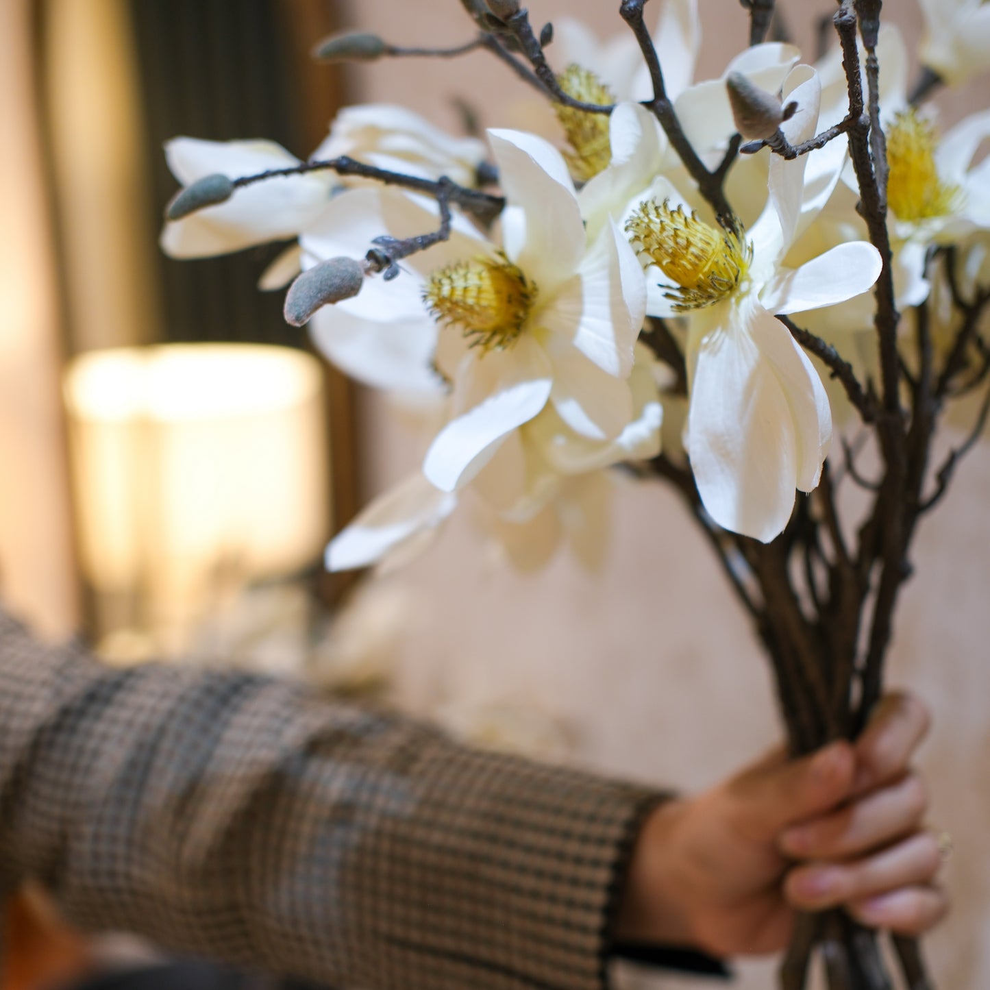 Faux Magnolia Branch Spray
