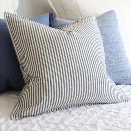 Navy Stripe Cotton Cushion