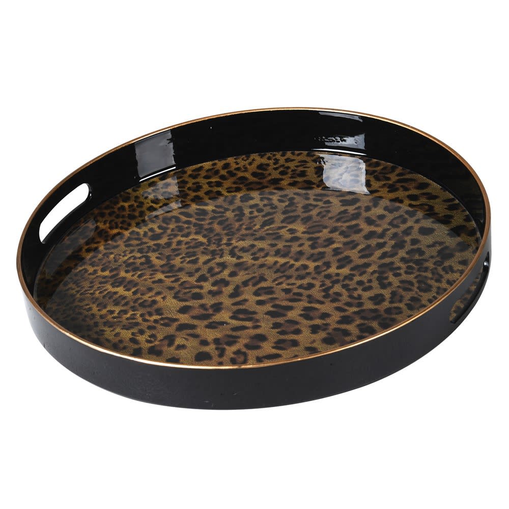 Round Leopard Print Tray