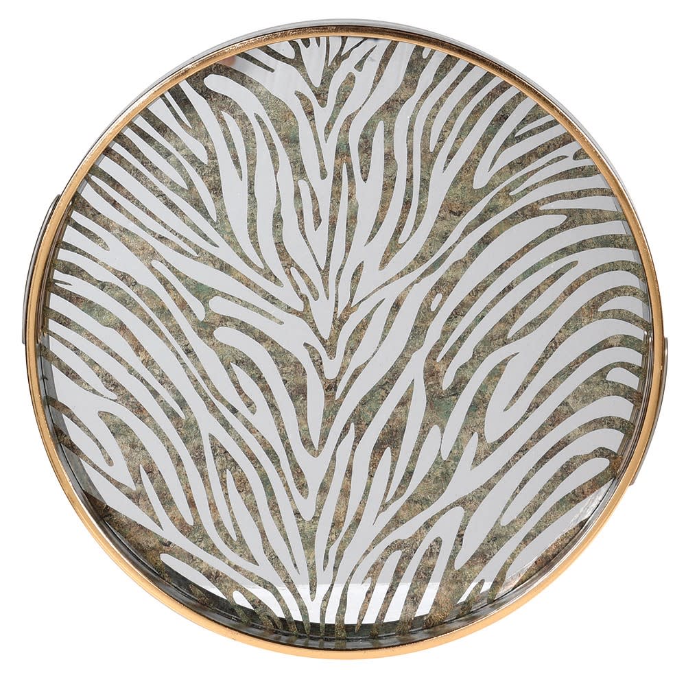 Zebra Print Mirrored Tray