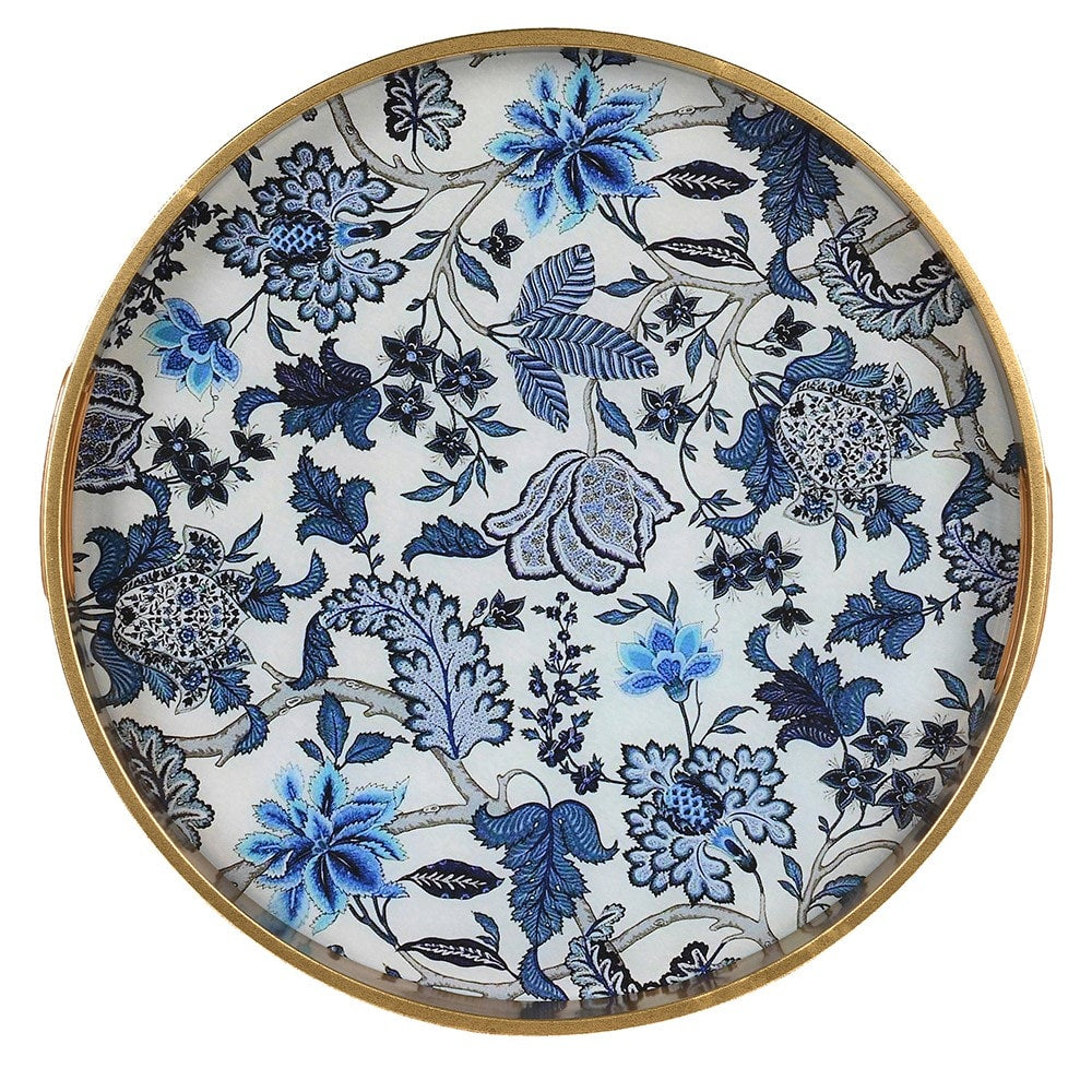 Blue and White Botanical Floral Tray