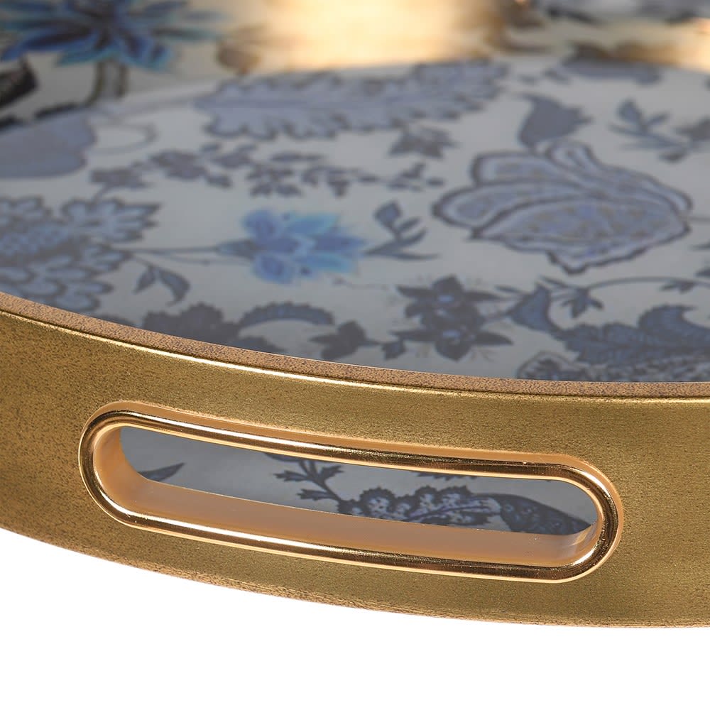 Blue and White Botanical Floral Tray