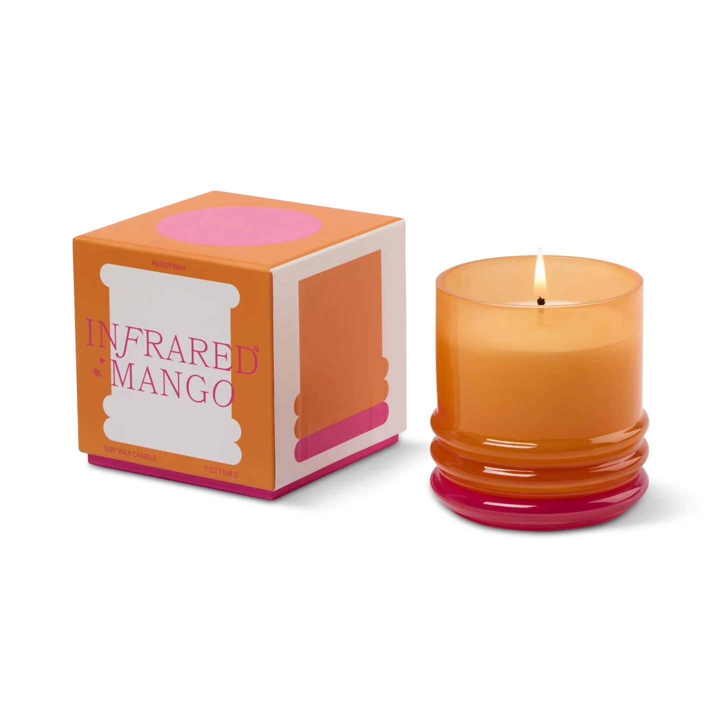 Stack Glass Candle Orange and Hot Pink - Infrared Mango