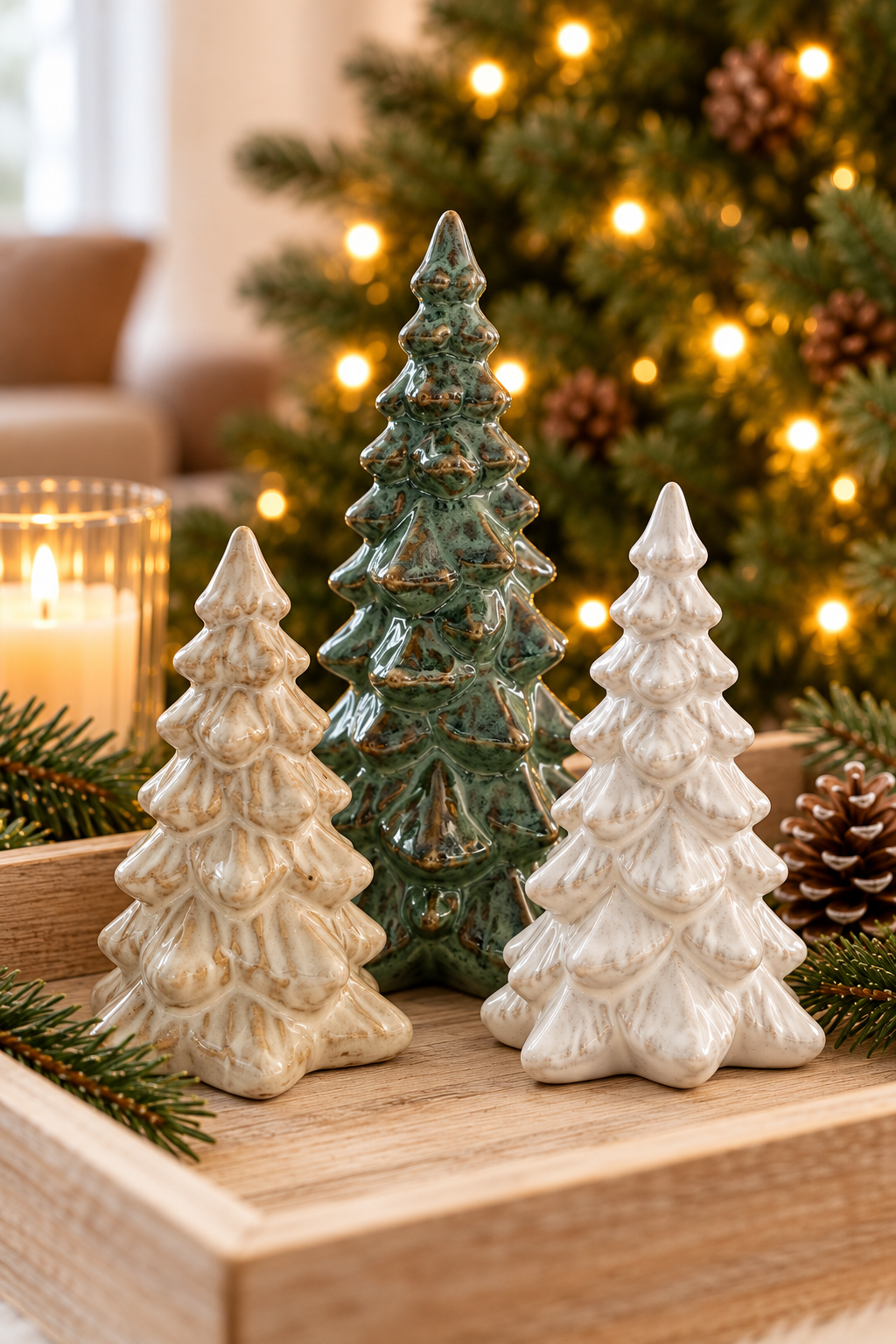 Small Glazed Ceramic Christmas Tree Decoration