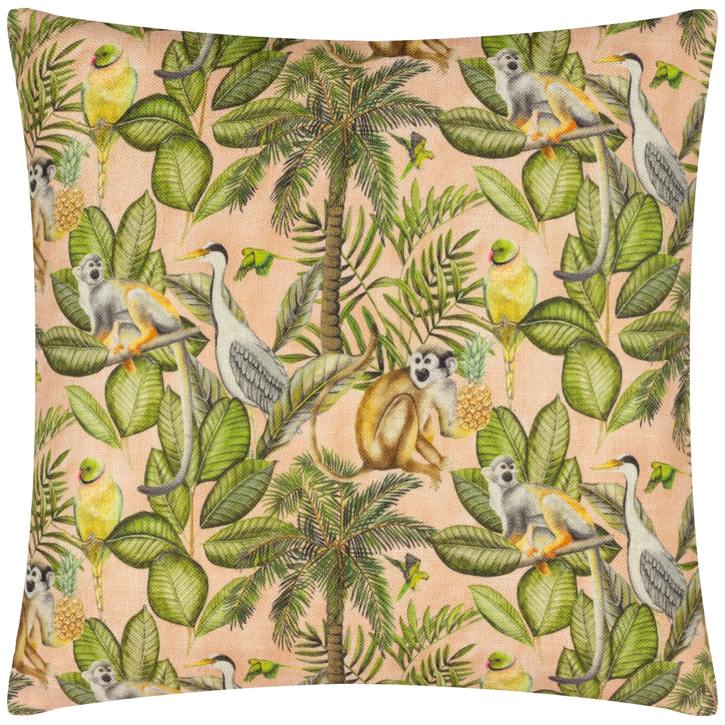Green & Peach Tropical Jungle Cushion