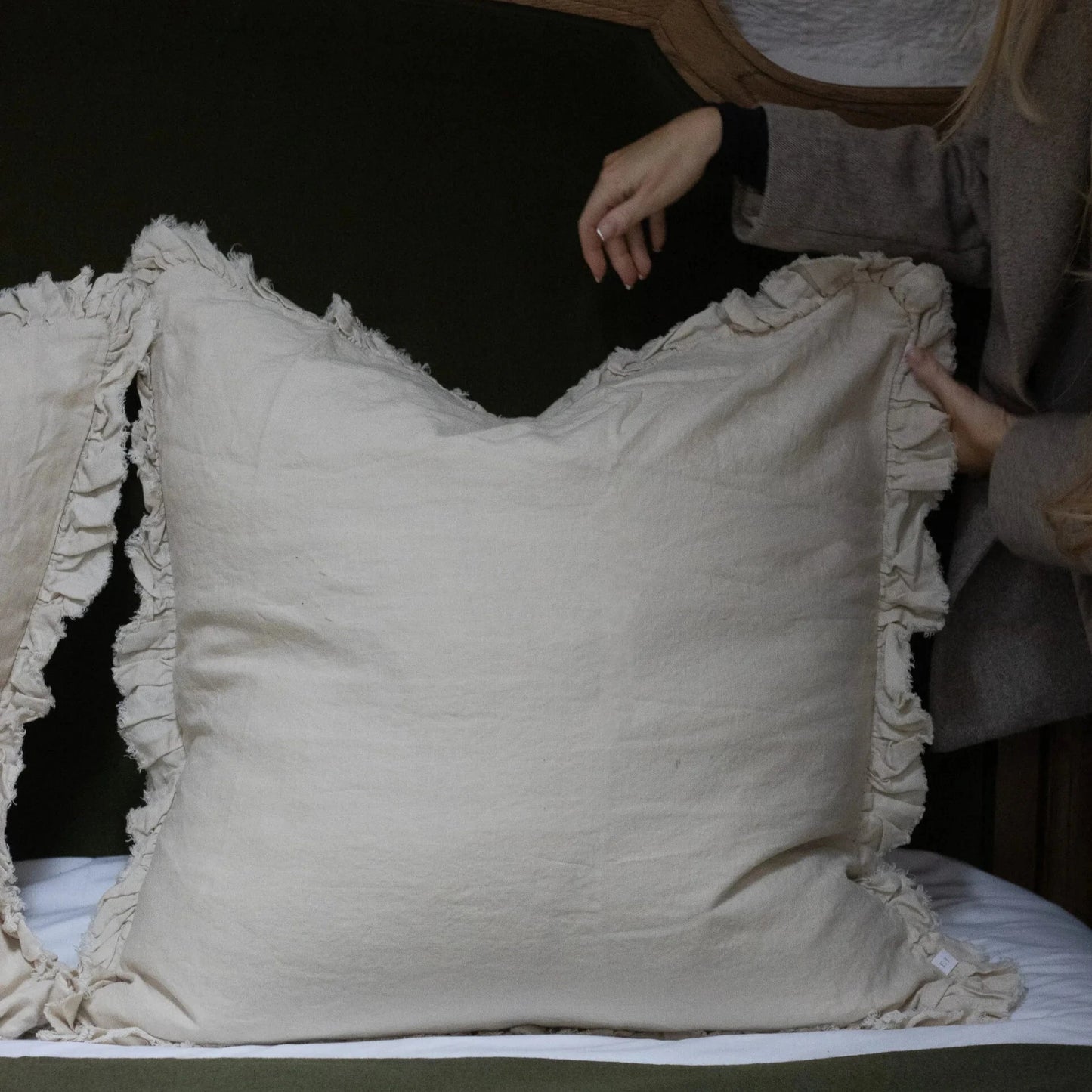 Cream Ruffle Cushion