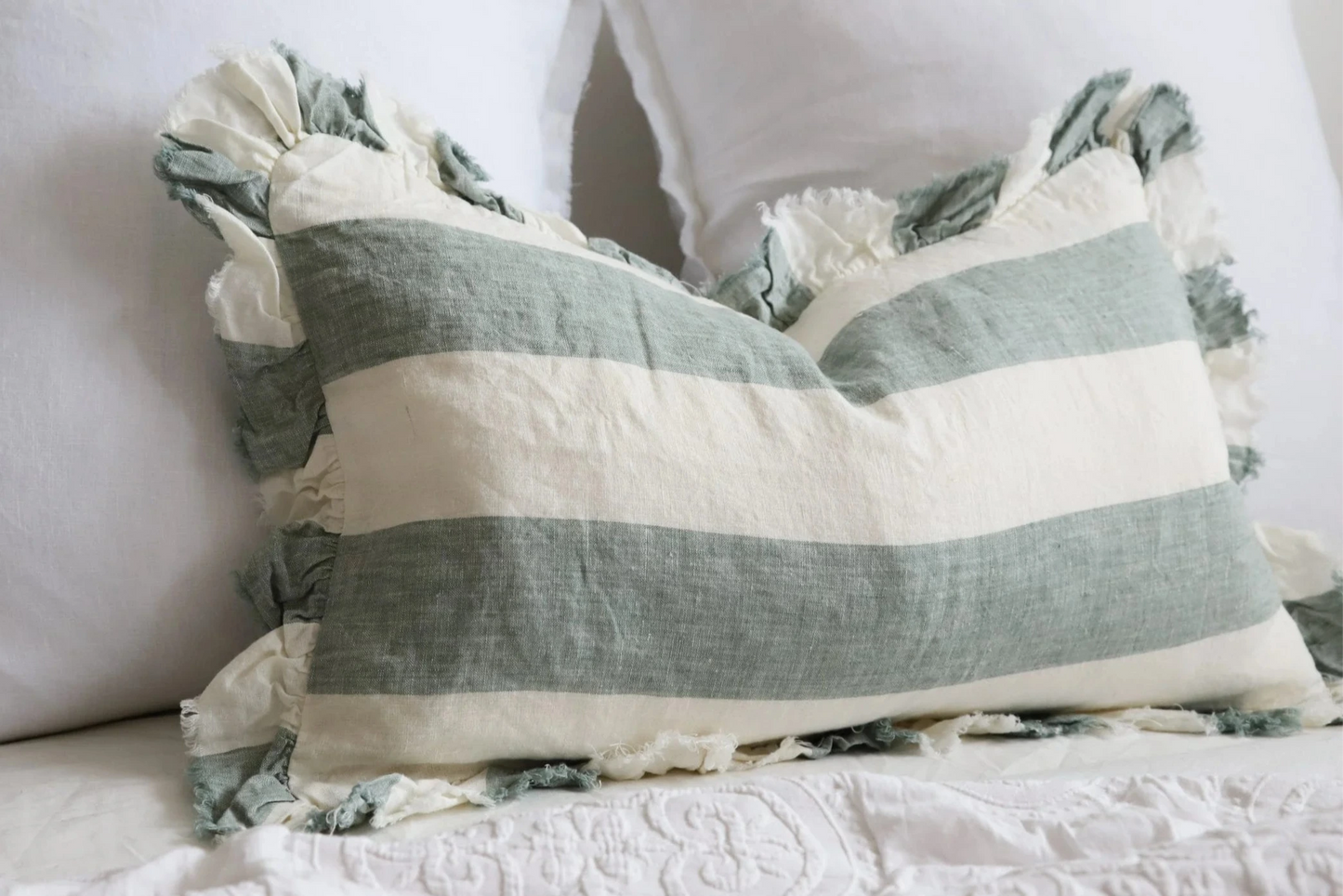 Hallie Rectangle Teal Wide Stripe Cushion 50×30