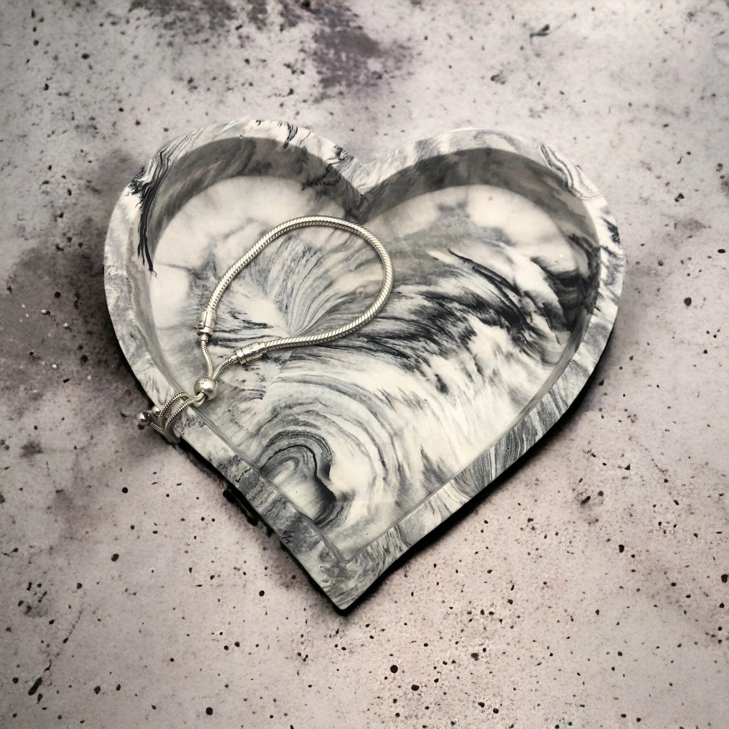 Grey Marble Heart Dish