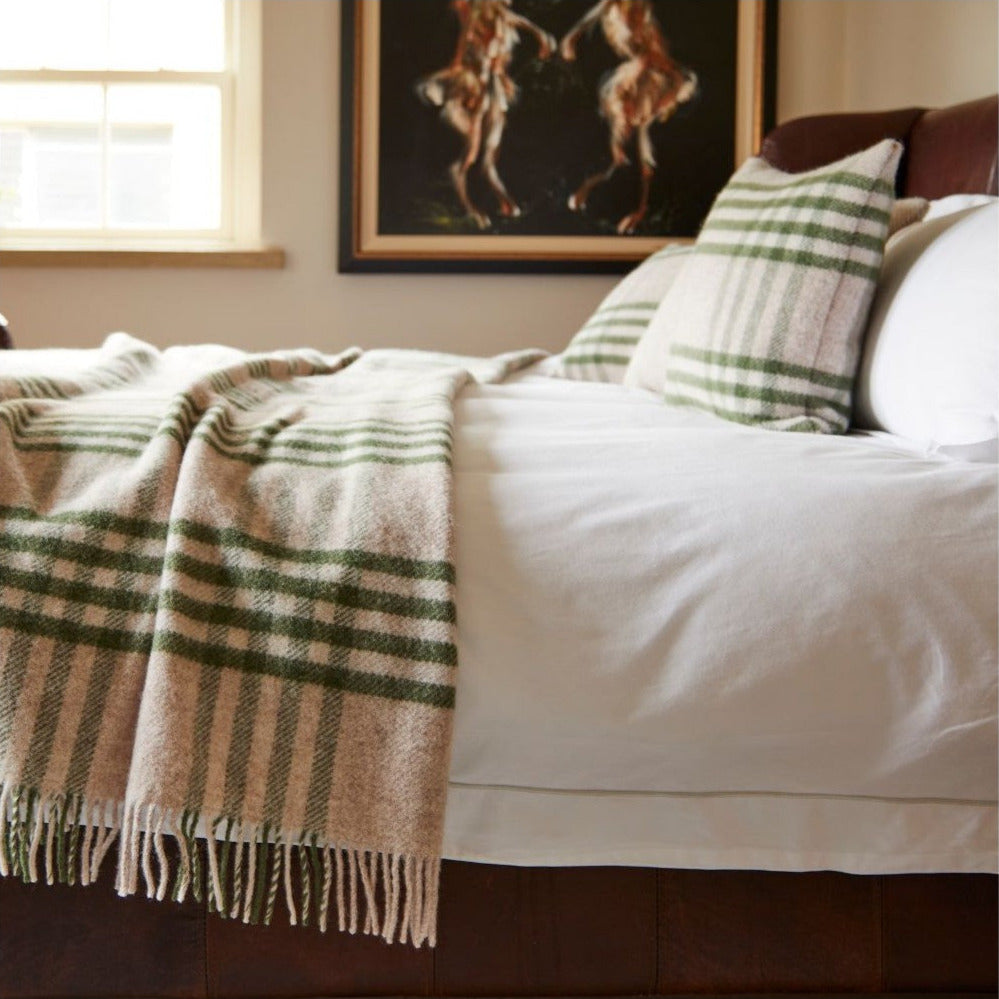 Tweedmill Hex Check Olive Throw