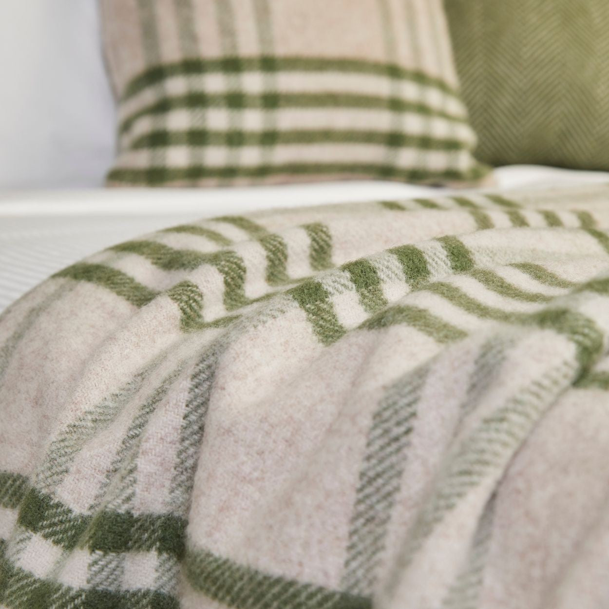 Tweedmill Hex Check Olive Throw